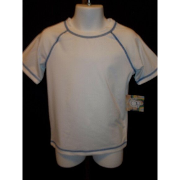 OP UPF 50+ Boys Girls White Rash Guard Sun Swim Beach Blue Size 24 Month Mos - Picture 2 of 4